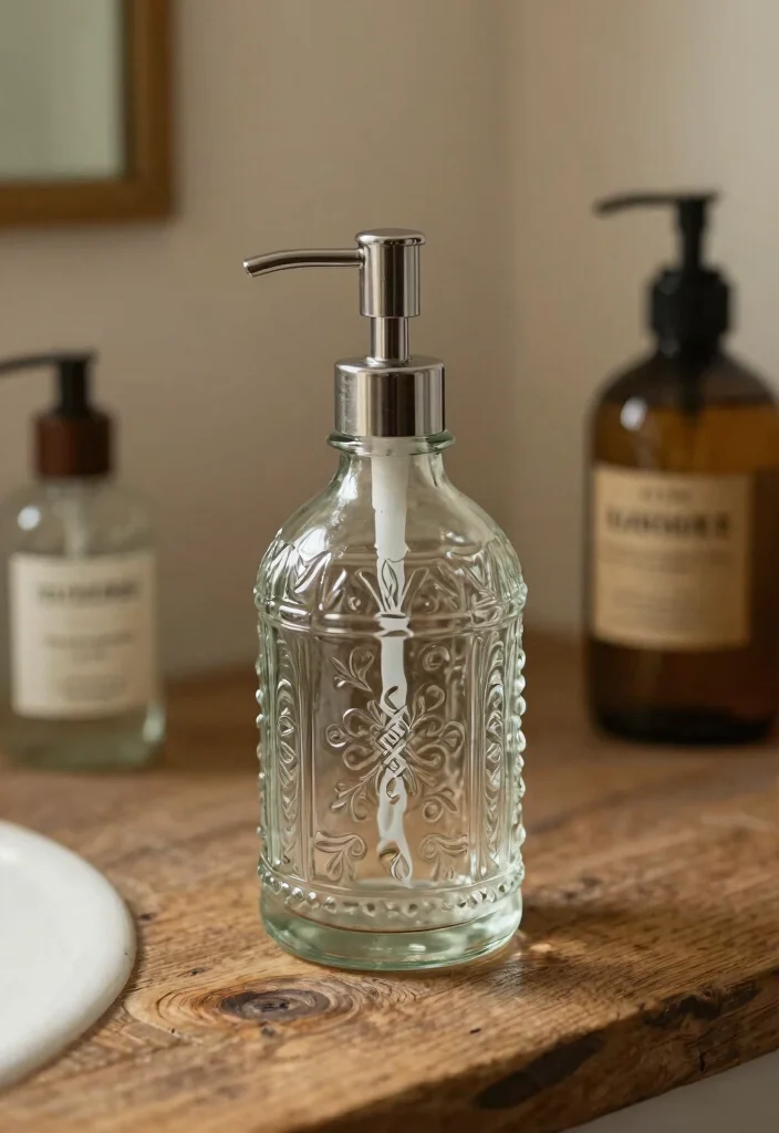 10 Bathroom Soap Dispenser Ideas That Look Built In 10. Vintage Glass Bottle 0