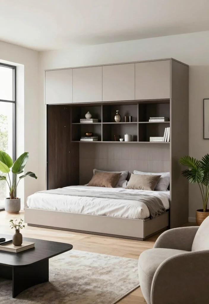 10 Bed in Living Room Ideas That Feel Intentional 23 10 Bed in Living Room Ideas That Feel Intentional 3. Murphy Bed Magic 0