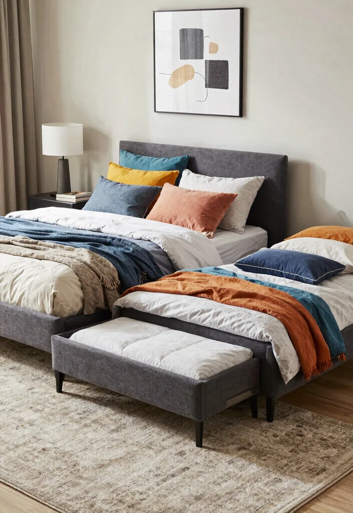 10 Bed in Living Room Ideas That Feel Intentional 26 10 Bed in Living Room Ideas That Feel Intentional 6. Nesting Beds for Flexibility 0