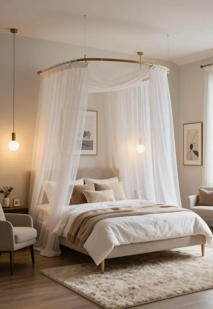 10 Bed in Living Room Ideas That Feel Intentional 27 10 Bed in Living Room Ideas That Feel Intentional 7. Canopy Beds for Dramatic Spaces 0
