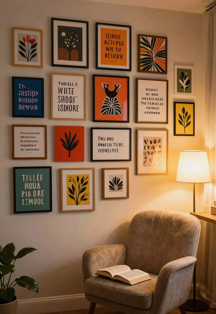 10 Bedroom Book Corner Ideas for Cozy Reading Nooks 10. Personal Touch with Artwork 0