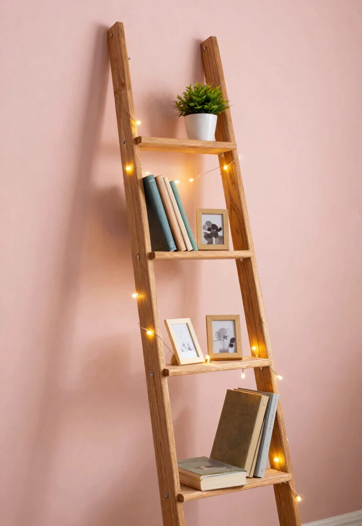 10 Bedroom Book Corner Ideas for Cozy Reading Nooks 4. A Book Ladder Against the Wall 0