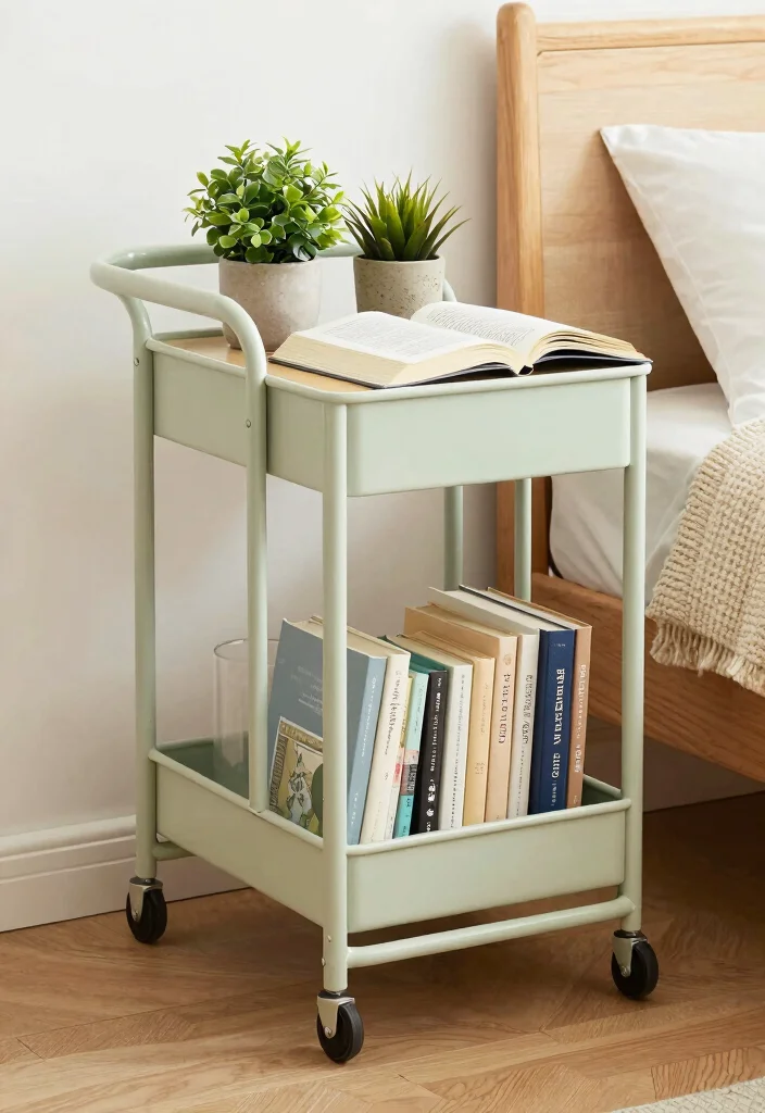 10 Bedroom Book Corner Ideas for Cozy Reading Nooks 7. A Corner Book Cart 0