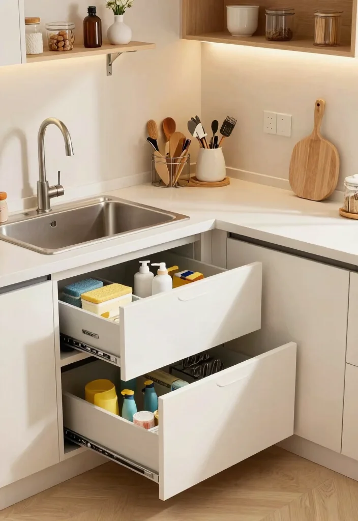 10 Corner Kitchen Sink Ideas That Improve Workflow 25 10 Corner Kitchen Sink Ideas That Improve Workflow 5. Corner Sinks with Built in Storage 0