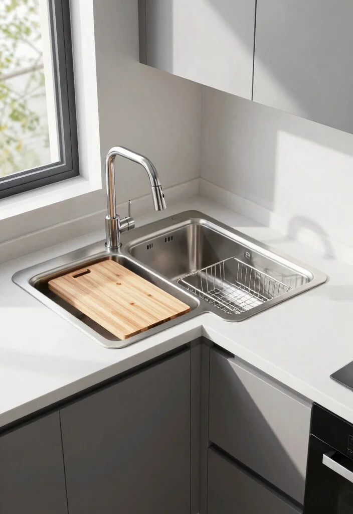 10 Corner Kitchen Sink Ideas That Improve Workflow 38 10 Corner Kitchen Sink Ideas That Improve Workflow 8. Corner Sinks with Multi Functional Features 0