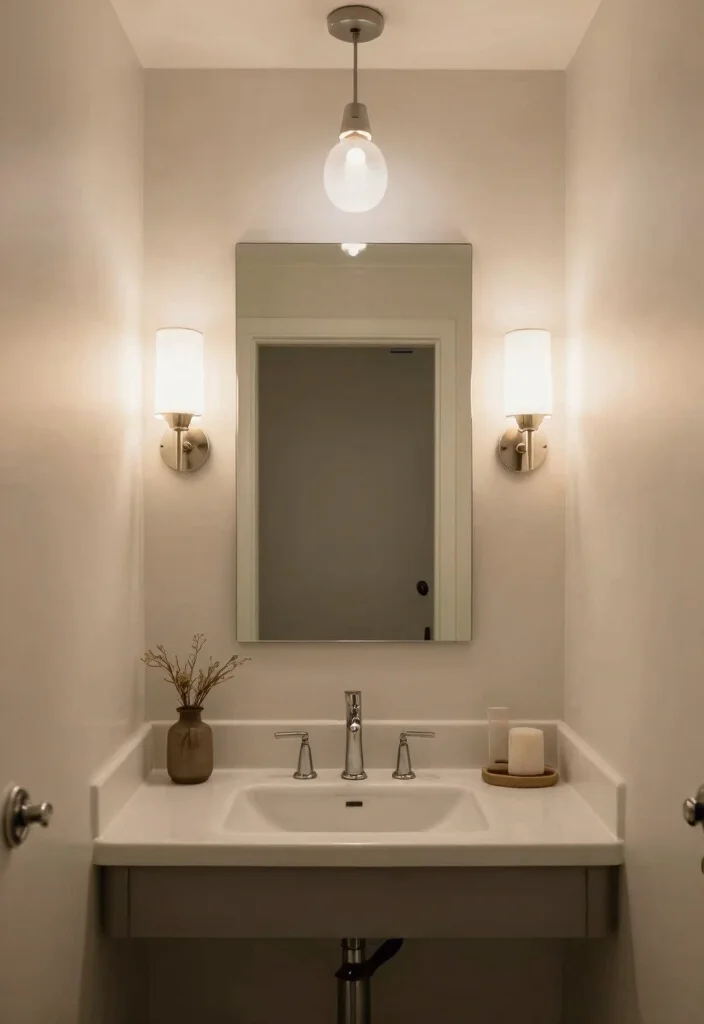 10 Half Bathroom Decor Ideas That Feel Complete 25 10 Half Bathroom Decor Ideas That Feel Complete 5. Stylish Lighting Choices 0