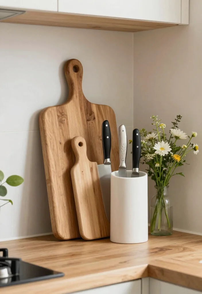 10 Kitchen Counter Corner Decor Ideas That Look Intentional 5. Functional Cutting Board Display 0