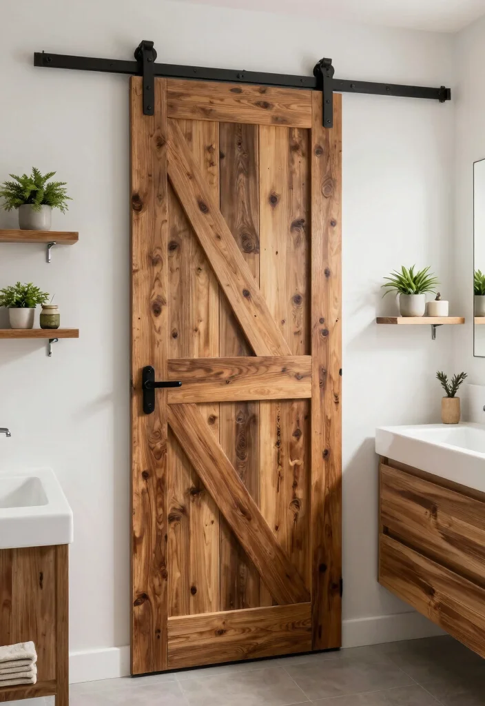 10 Small Bathroom Door Ideas That Save Space 5. Barn Doors 0