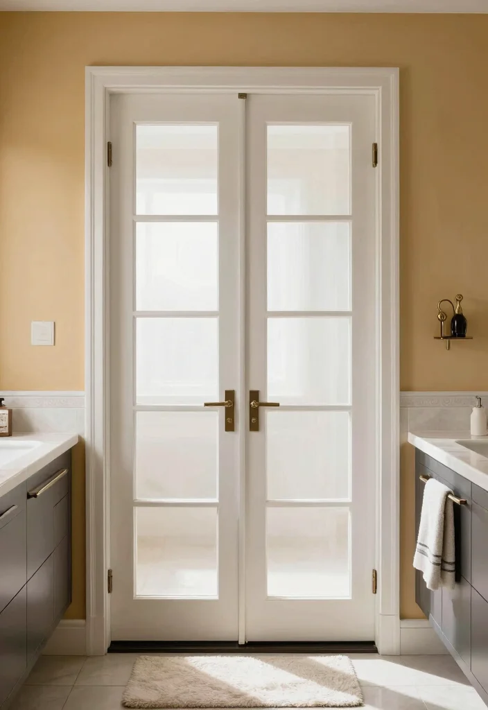 10 Small Bathroom Door Ideas That Save Space 7. French Doors 0