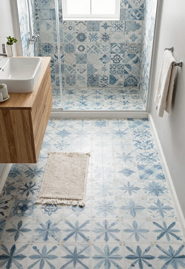 10 Small Bathroom Flooring Ideas That Make Rooms Feel Bigger 2. Patterned Tile Flooring 0
