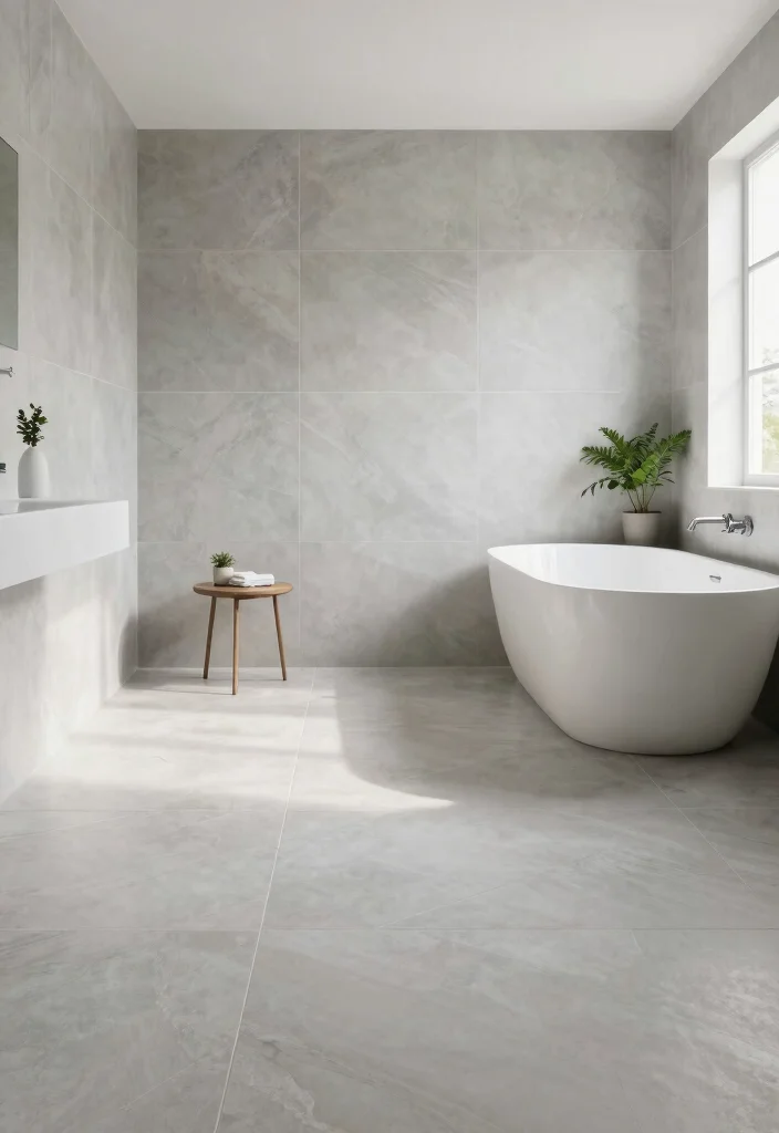 10 Small Bathroom Flooring Ideas That Make Rooms Feel Bigger 4. Large Format Tiles 0