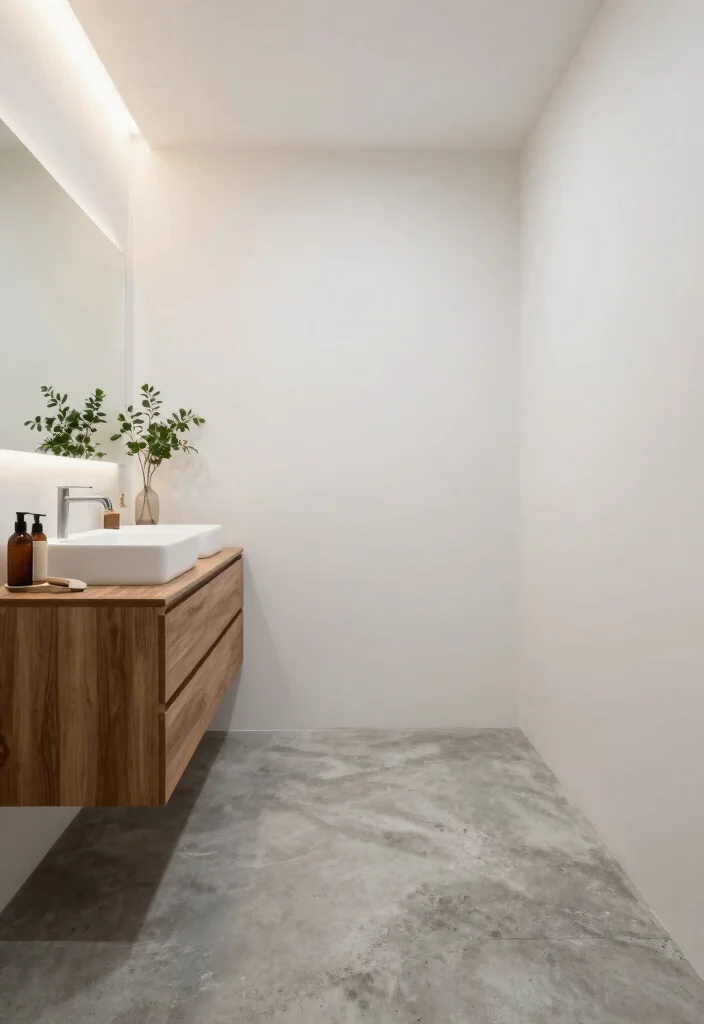 10 Small Bathroom Flooring Ideas That Make Rooms Feel Bigger 8. Sleek Concrete Flooring 0