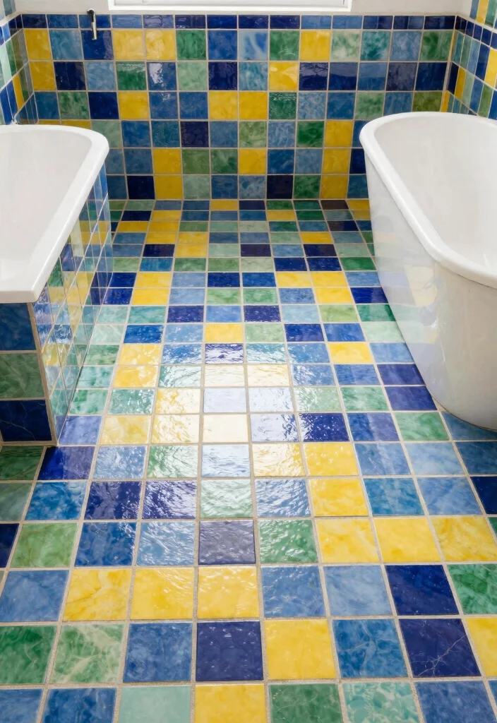 10 Small Bathroom Flooring Ideas That Make Rooms Feel Bigger 9. Colorful Mosaic Tiles 0