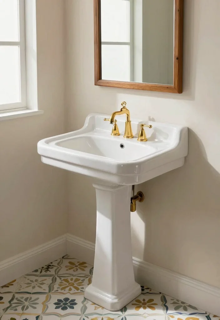 10 Small Bathroom Sink Ideas for Tight Layouts 2. Pedestal Sinks 0