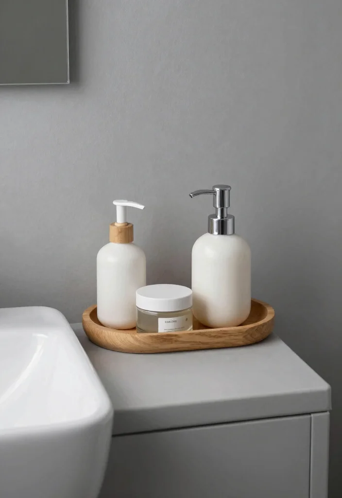 10 Small Grey Bathroom Ideas That Feel Bigger 9. Minimalistic Accessories 0