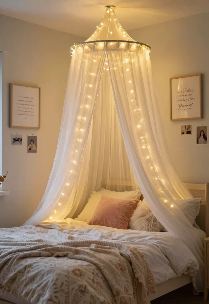 10 Taylor Swift Bedroom Ideas Fans Will Love 1. Whimsical Fairy Light Canopy 0
