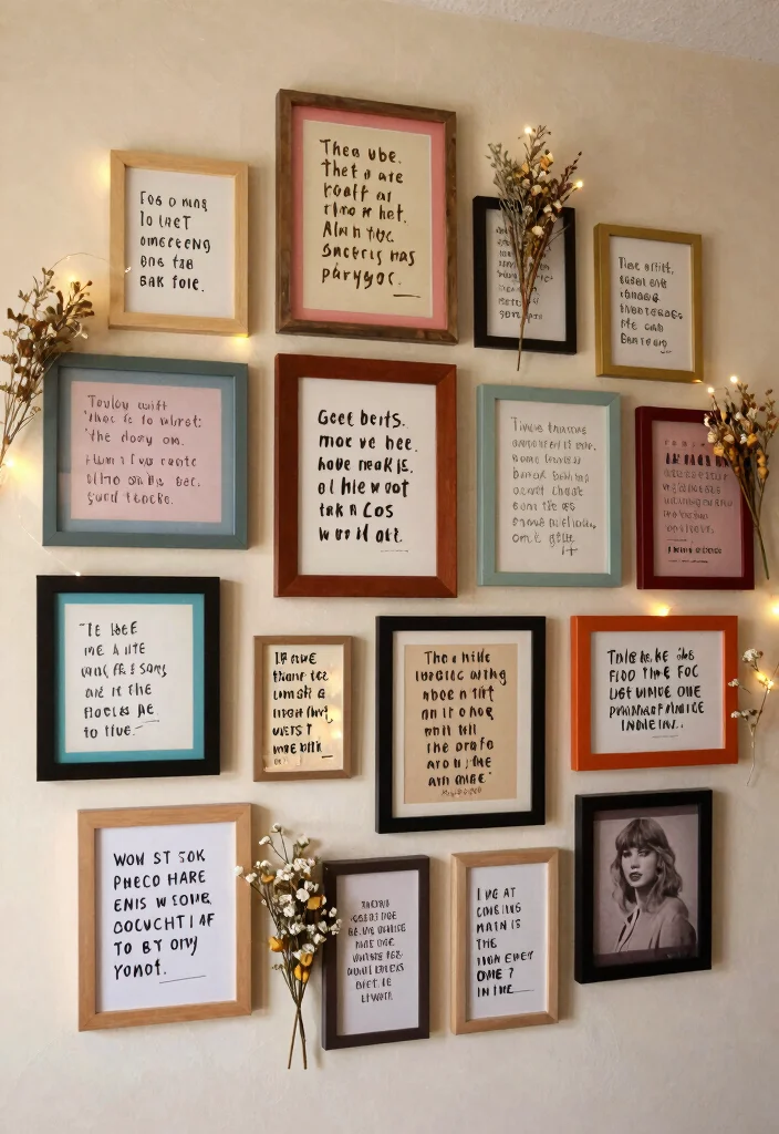10 Taylor Swift Bedroom Ideas Fans Will Love 3. Personalized Lyric Wall 0