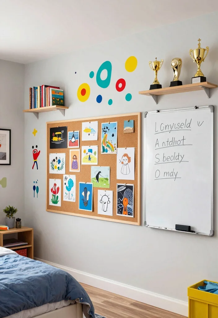 10 Two Boys Bedroom Ideas That Grow with Them 49 10 Two Boys Bedroom Ideas That Grow with Them 9. Wall Space for Creativity and Learning 0