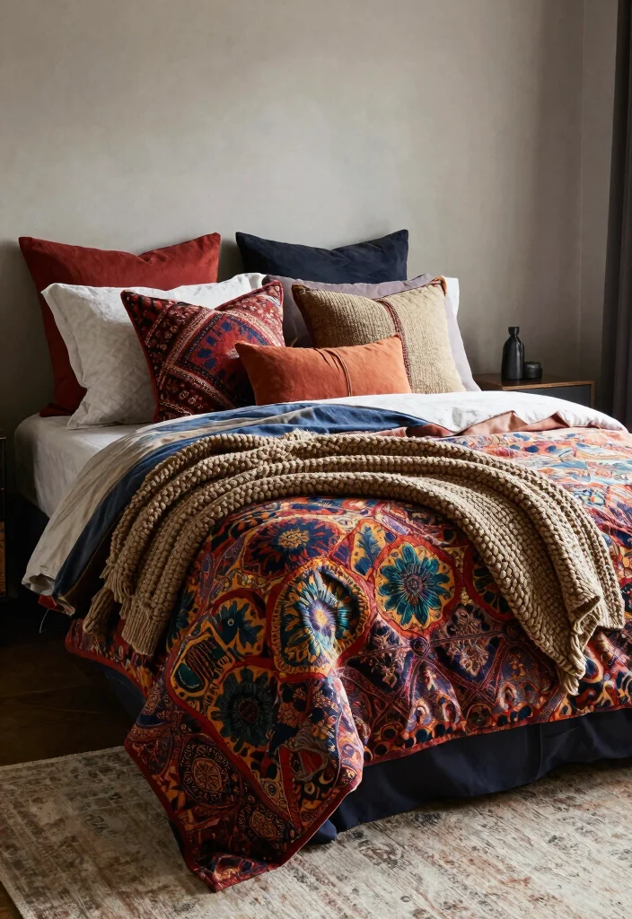 12 Baddie Bedroom Ideas with Bold Aesthetic Vibes 10. Layered Bedding for Depth 0