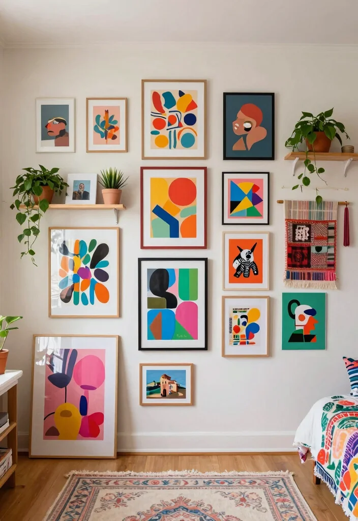 12 Baddie Bedroom Ideas with Bold Aesthetic Vibes 4. Eclectic Art Displays 0
