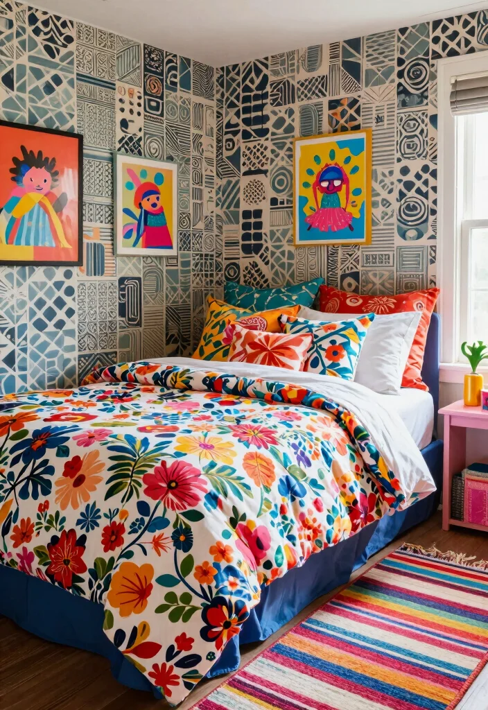 12 Baddie Bedroom Ideas with Bold Aesthetic Vibes 8. Playful Patterns 0