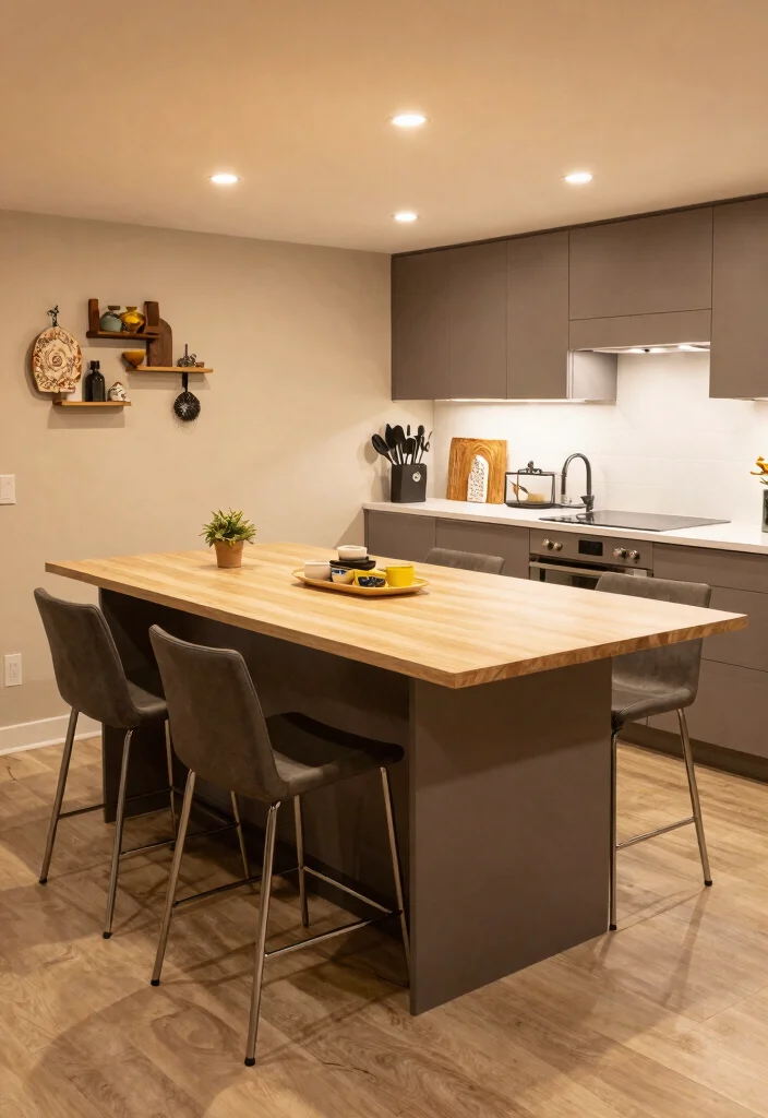12 Basement Kitchen Ideas That Feel Warm and Inviting 9. Multi Functional Furniture 0