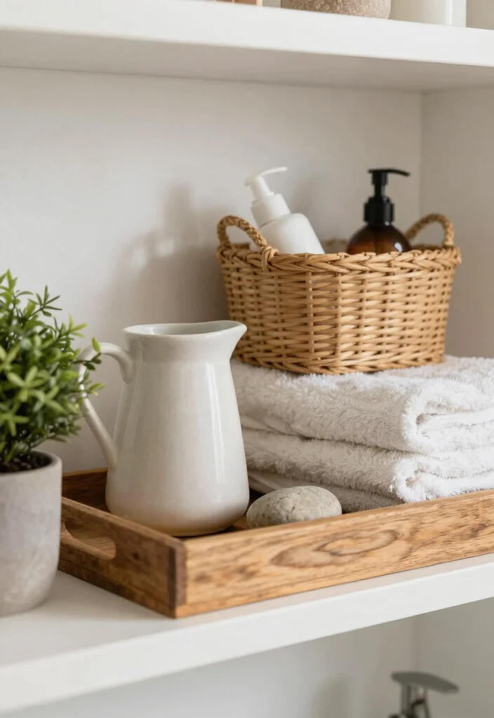 12 Bathroom Shelf Decor Ideas That Feel Intentional 1. Layered Textures 0