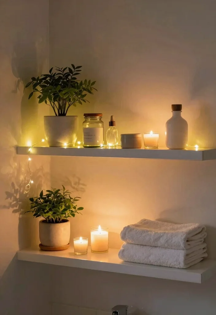 12 Bathroom Shelf Decor Ideas That Feel Intentional 12. Thoughtful Lighting 0