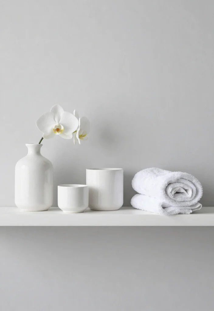 12 Bathroom Shelf Decor Ideas That Feel Intentional 2. Monochrome Magic 0