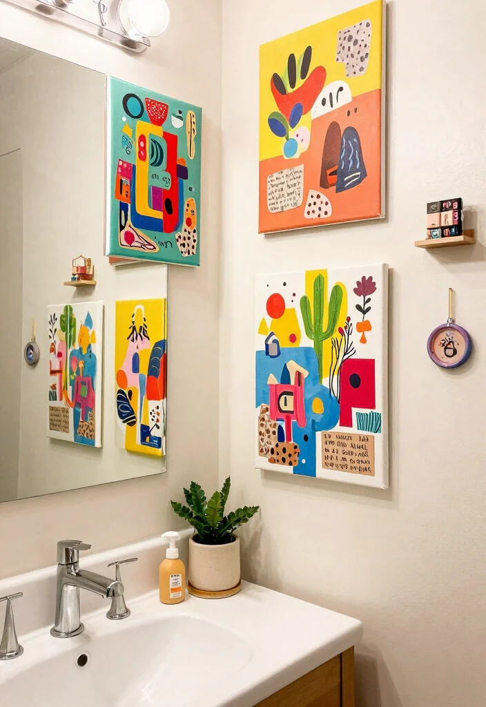 12 Bathroom Wall Art Ideas That Add Personality 12. DIY Artwork 0