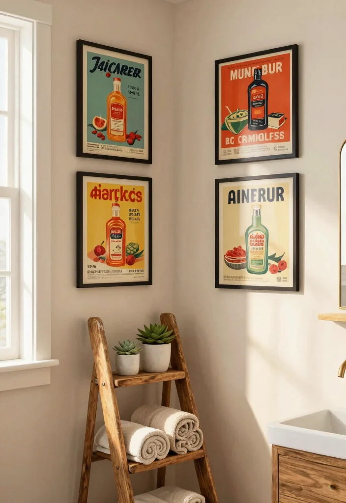 12 Bathroom Wall Art Ideas That Add Personality 3. Retro Advertisements 0