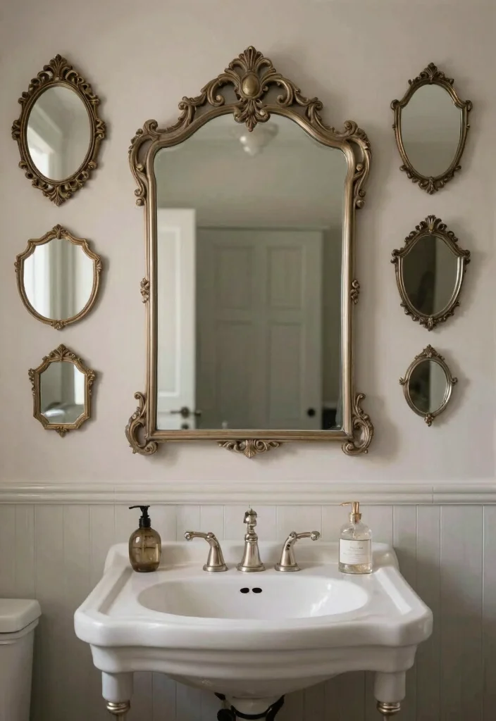 12 Bathroom Wall Art Ideas That Add Personality 5. Vintage Mirrors 0