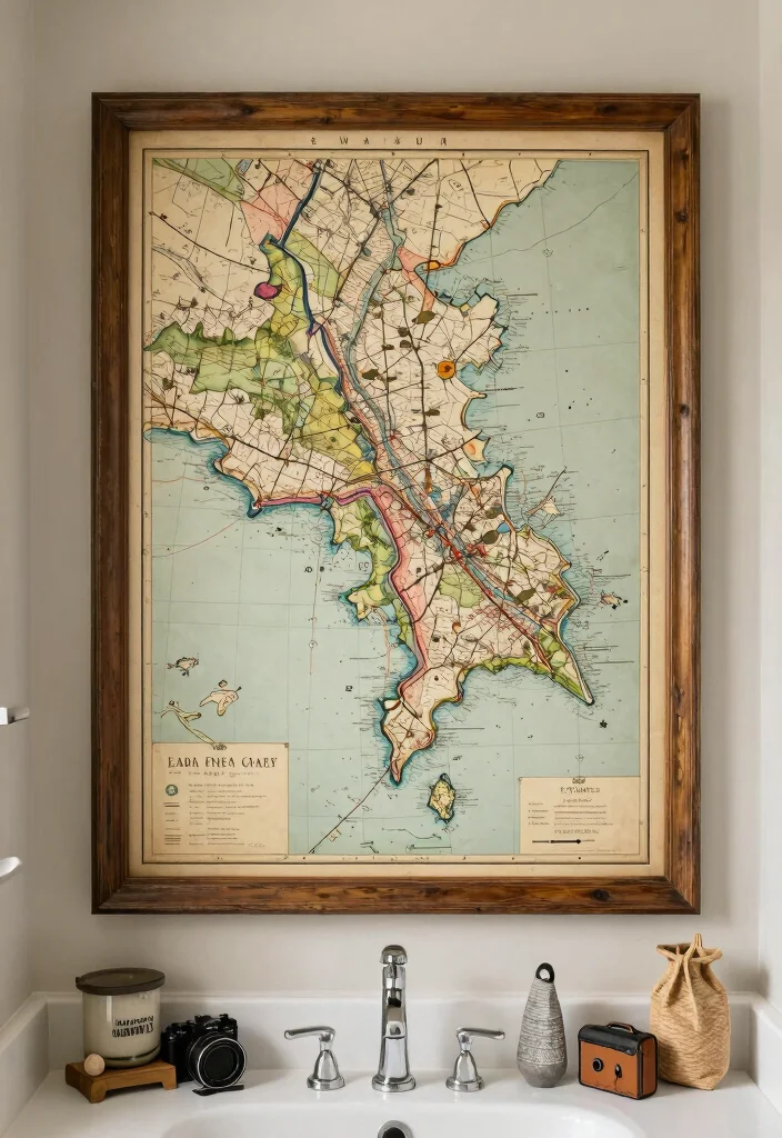 12 Bathroom Wall Art Ideas That Add Personality 8. Vintage Maps 0