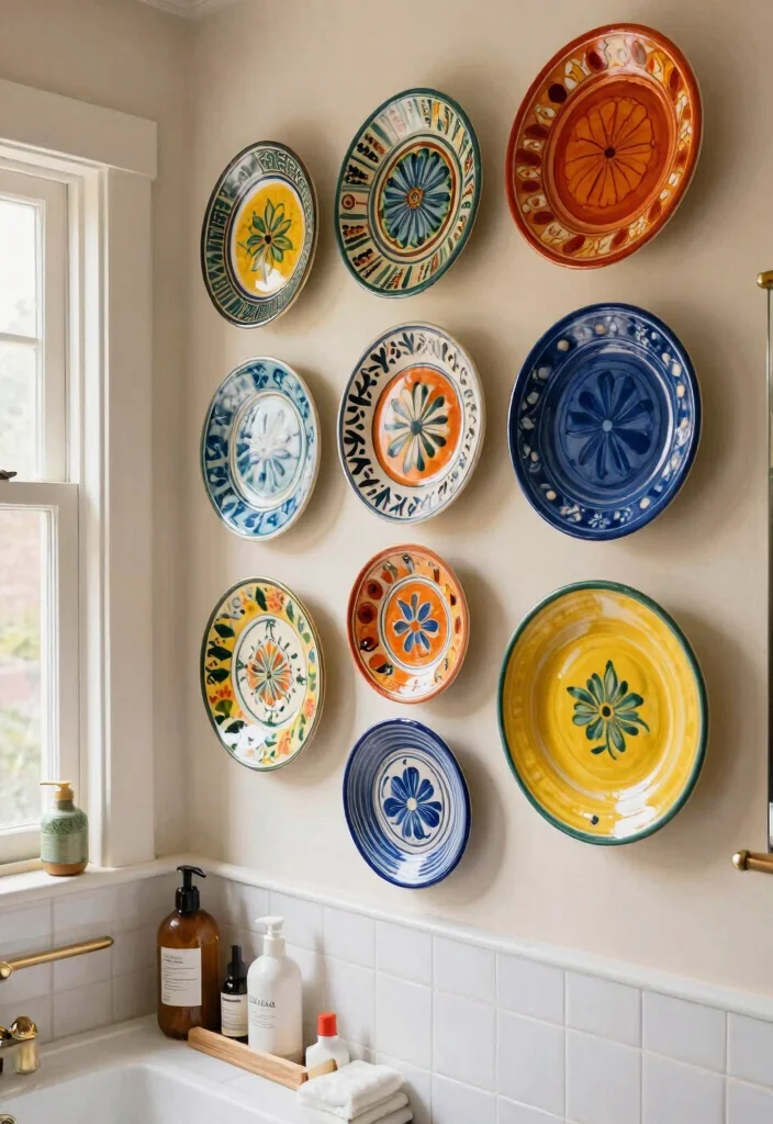 12 Bathroom Wall Art Ideas That Add Personality 9. Hand painted Ceramics 0