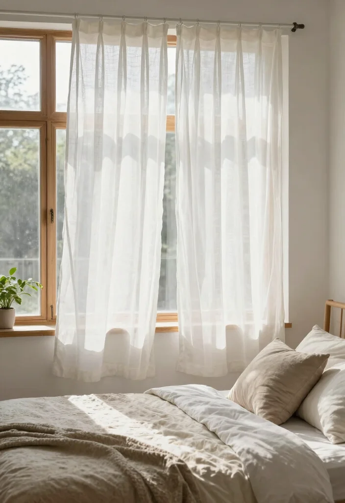 12 Bedroom Curtain Ideas That Frame the Space 1. Sheer Organic Cotton Panels 0