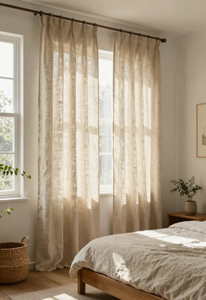 12 Bedroom Curtain Ideas That Frame the Space 2. Linen Curtains 0