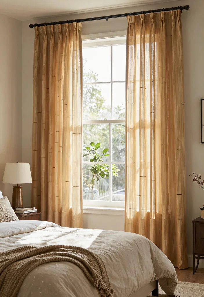 12 Bedroom Curtain Ideas That Frame the Space 4. Bamboo Curtains 0