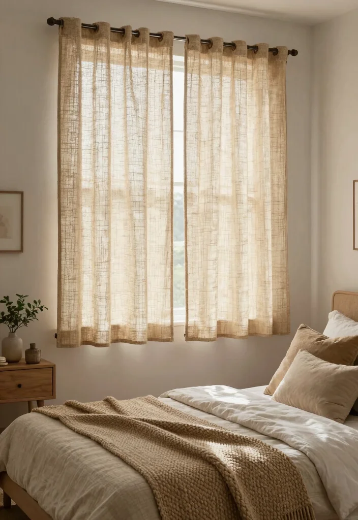 12 Bedroom Curtain Ideas That Frame the Space 6. Natural Fiber Shades 0