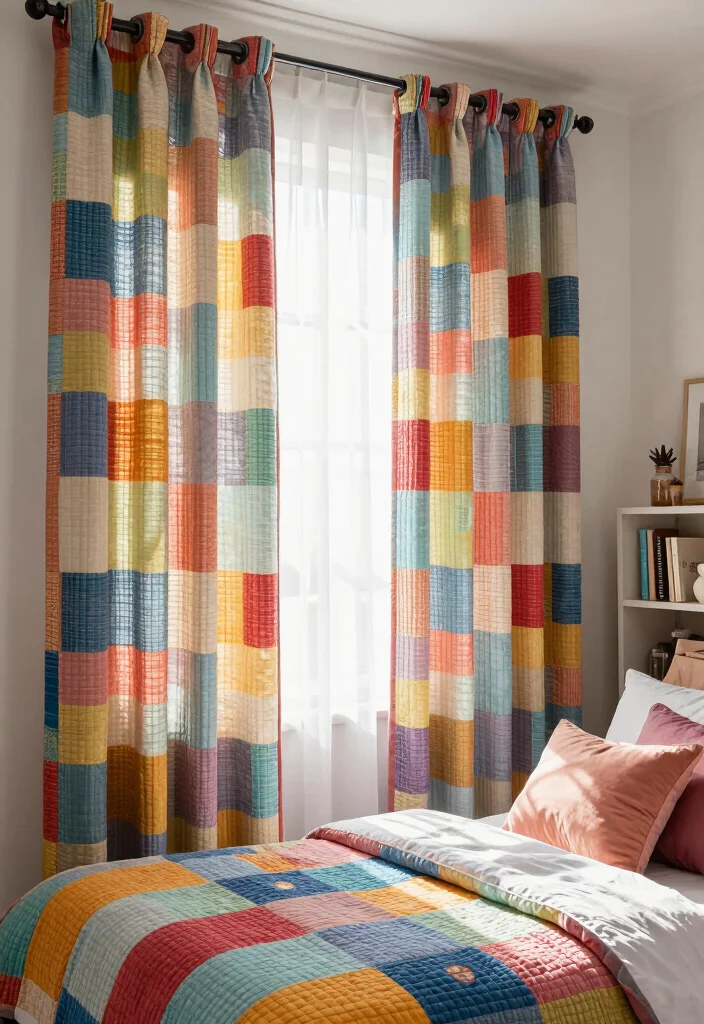 12 Bedroom Curtain Ideas That Frame the Space 7. Quilted Fabric Curtains 0