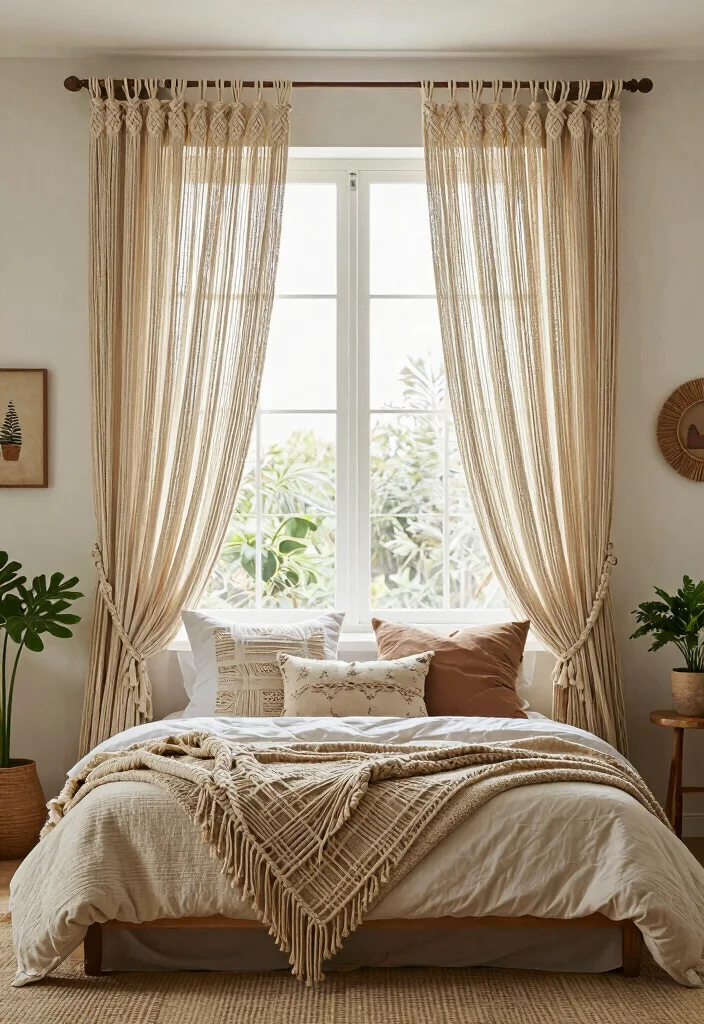 12 Bedroom Curtain Ideas That Frame the Space 8. Macrame Curtains 0