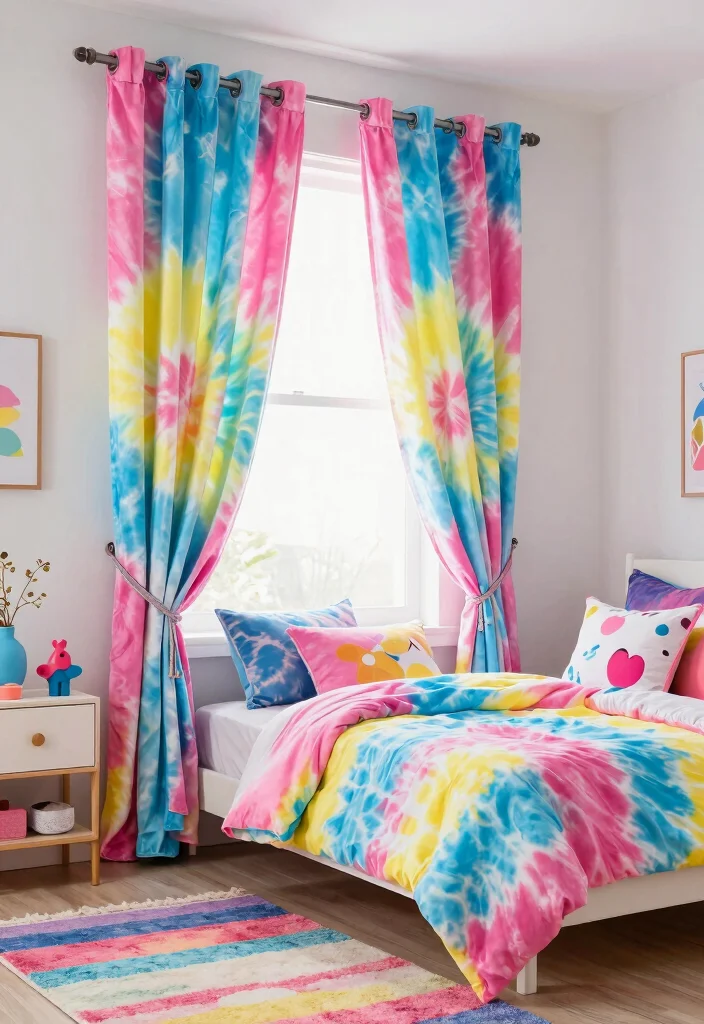 12 Bedroom Curtain Ideas That Frame the Space 9. Colorful Tie Dye Curtains 0