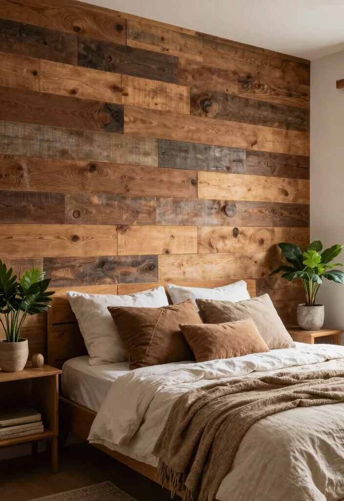 12 Bedroom Wall Paneling Ideas That Add Texture 1. Reclaimed Wood Paneling 0