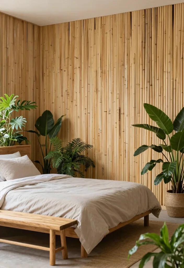12 Bedroom Wall Paneling Ideas That Add Texture 2. Bamboo Wall Panels 0