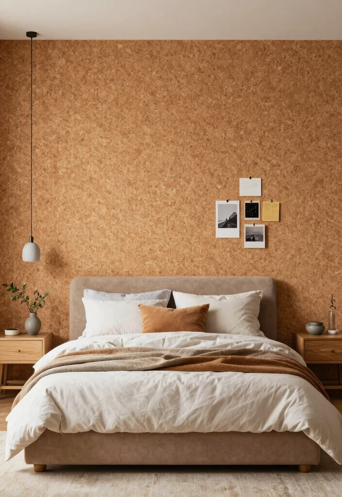 12 Bedroom Wall Paneling Ideas That Add Texture 3. Cork Wall Paneling 0