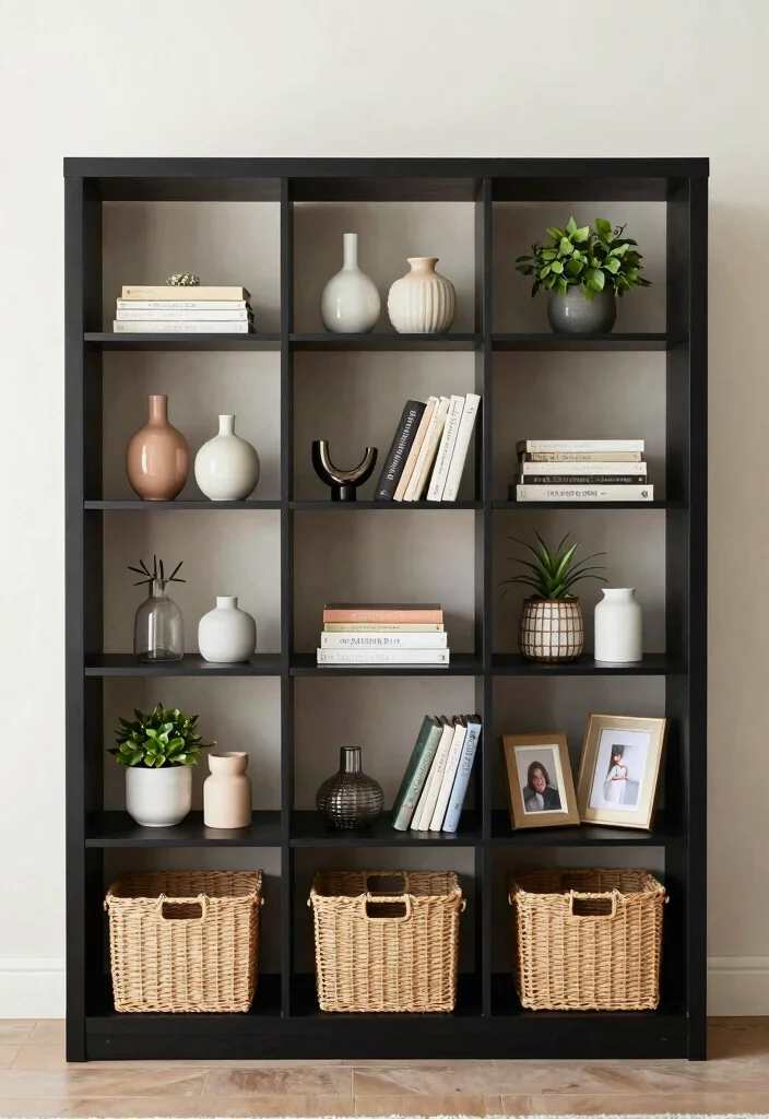 12 Black Apartment Living Room Ideas That Feel Chic 24 12 Black Apartment Living Room Ideas That Feel Chic 4. Open Shelving with Style 0