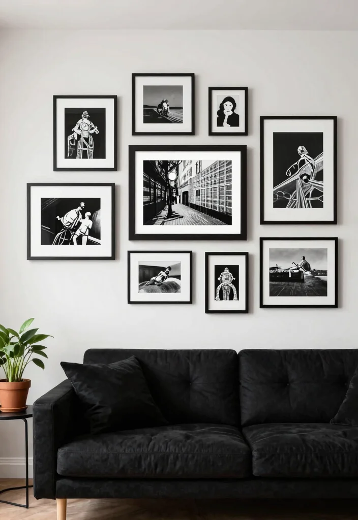 12 Black Apartment Living Room Ideas That Feel Chic 26 12 Black Apartment Living Room Ideas That Feel Chic 6. Artistic Wall Decor 0