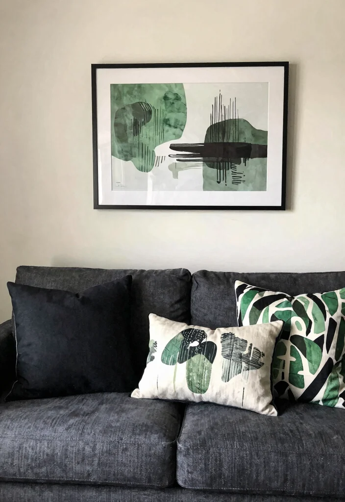 12 Black and Green Living Room Ideas with Bold Contrast 12. Customized Black and Green Decor 0