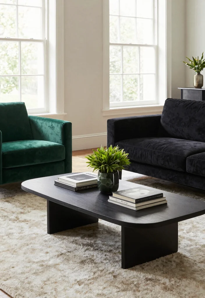 12 Black and Green Living Room Ideas with Bold Contrast 2. Green Accent Furniture 0