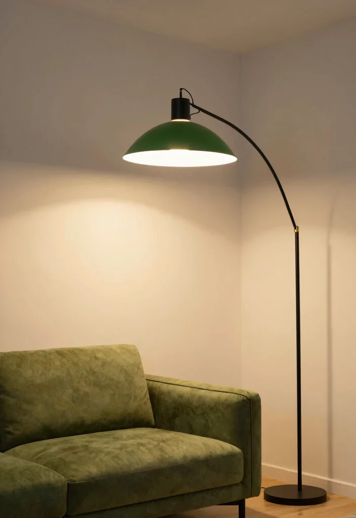 12 Black and Green Living Room Ideas with Bold Contrast 7. Stylish Black Lighting Fixtures 0