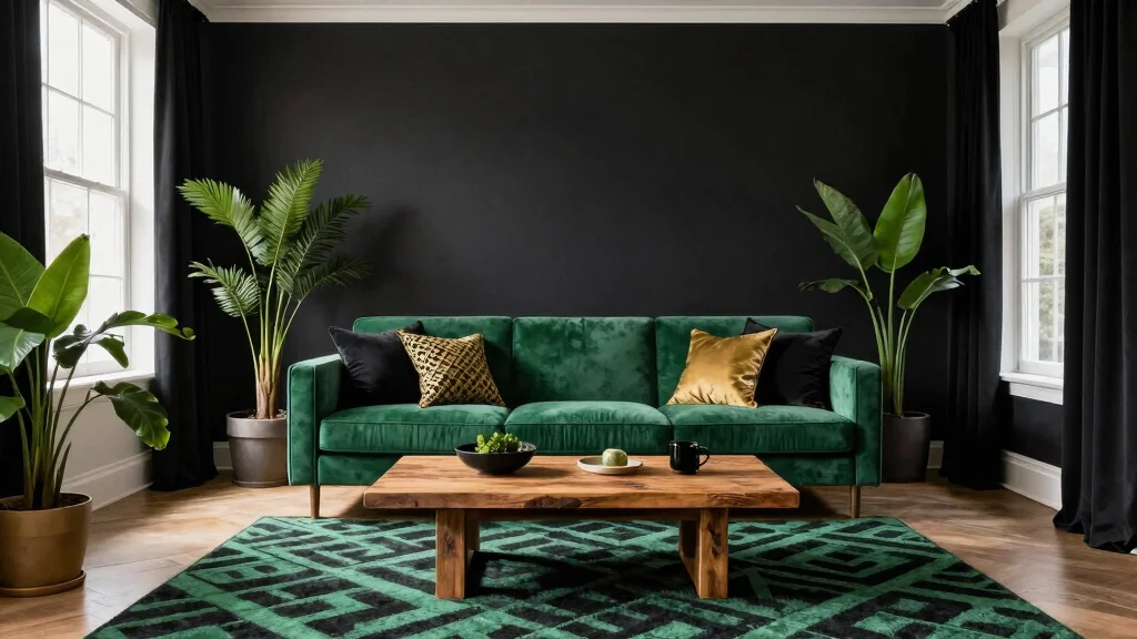 12 Black and Green Living Room Ideas with Bold Contrast